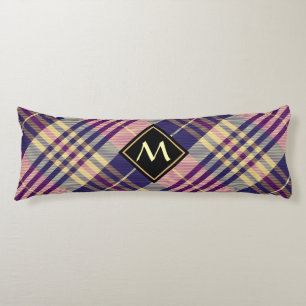 Coussins Longs Tartan mauve, or et bleu
