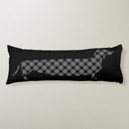 Coussins Longs Teckel de plaid sur le noir