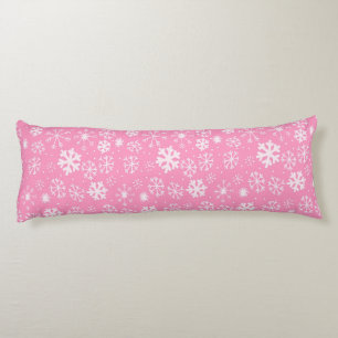 Coussins Longs Tempête de flocons de neige en rose pastel