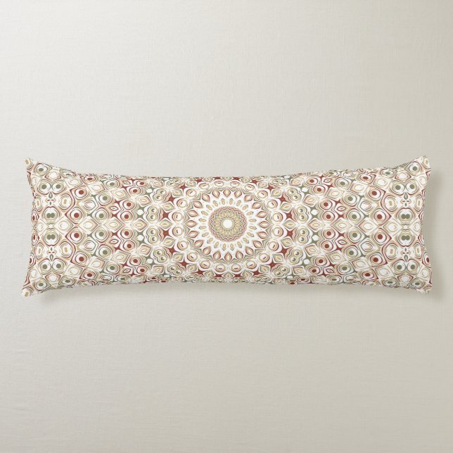 Coussins Longs Terre de Sienne et Mandala Rouille Motif (Devant)