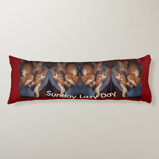 Coussins Longs Texte de photo de chat personnaliser ,  (Devant)