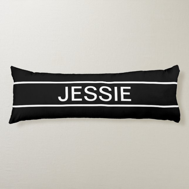 Coussins Longs Texte personnalisable | Bold Modern Black & White (Devant)