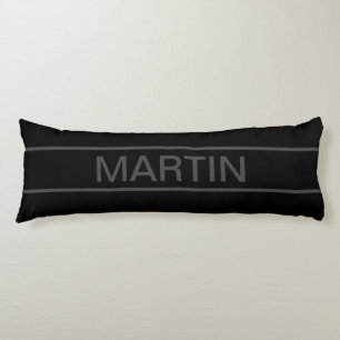 Coussins Longs Texte personnalisable Noir Moderne Gras & Gris F