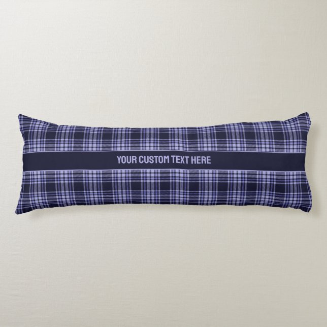 Coussins Longs Texte personnalisé / Motif Tartan (Devant)