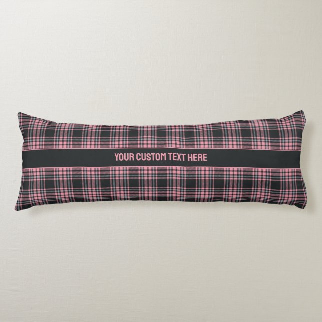 Coussins Longs Texte personnalisé / Motif Tartan (Devant)