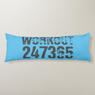 Coussins Longs Texte usé et rayé Workout 247365 bleu