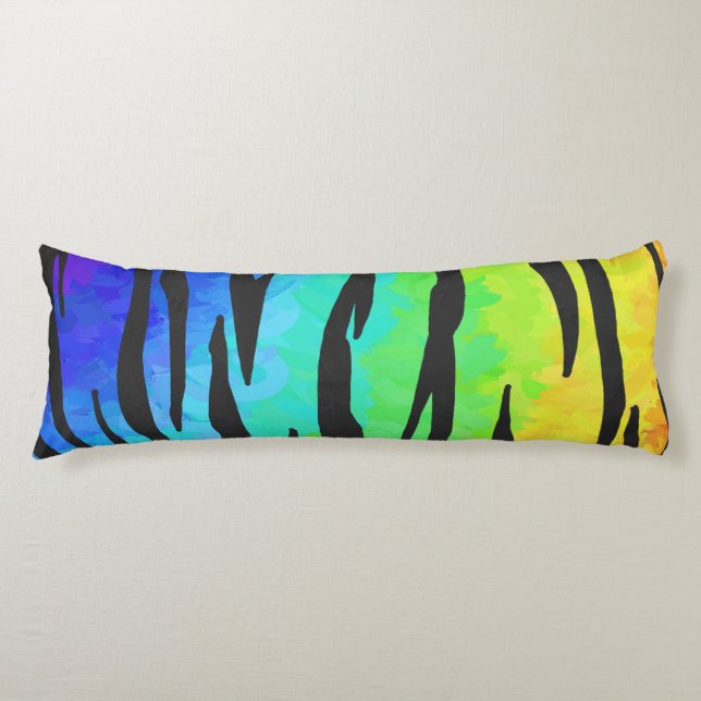 Coussins Longs Tiger Black et Rainbow Stuff (Devant)