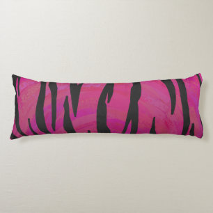 Coussins Longs Tiger rose chaud et noir