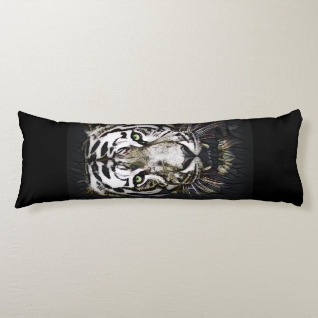 Coussins Longs Tigre blanc en verre tendu (Devant)