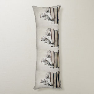 Coussins Longs Tigre Blanc Posant sur des Livres – Oreiller Corpo