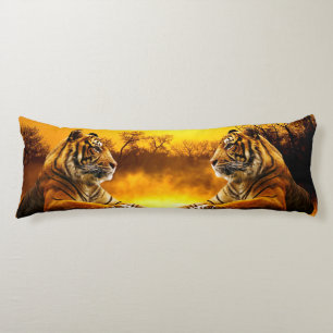Coussins Longs Tigre et coucher du soleil