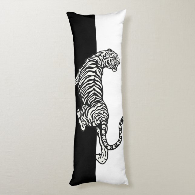 Coussins Longs Tigre sur fond noir et blanc  (Dos (Vertical))