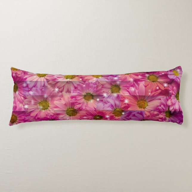 Coussins Longs Tissage de marguerite rose (Devant)