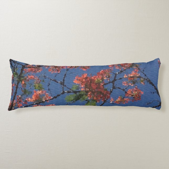 Coussins Longs Tissu floral, bleu (Devant)