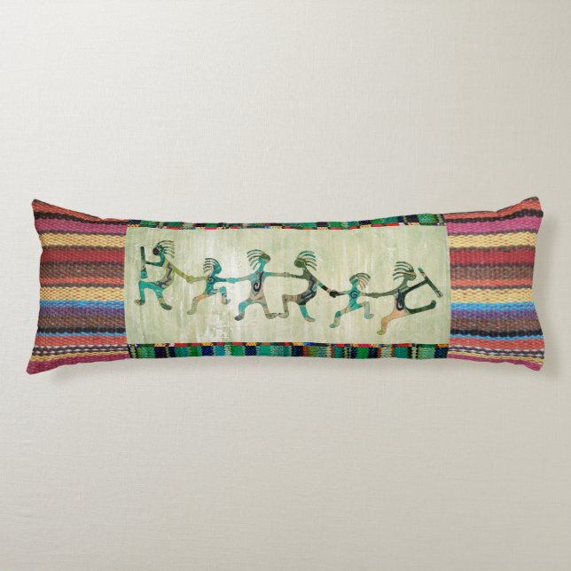 Coussins Longs Tissus Motif couleur I + KOKOPELLI (Devant)