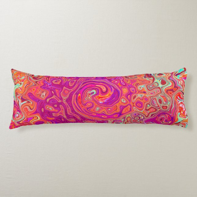 Coussins Longs Tourbillon de marbre rétro abstrait corail et viol (Devant)