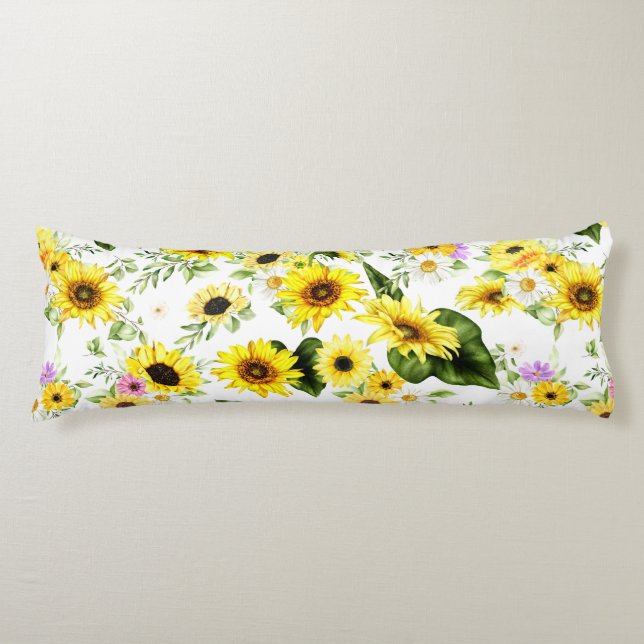Coussins Longs Tournesol d'aquarelle 7 (Devant)
