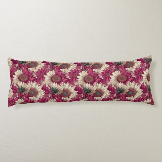 Coussins Longs Tournesol Fleur Esthétique Décor Boho Mousse Mémoi (Dos)