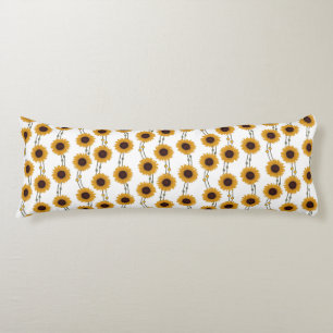 Coussins Longs Tournesol jaune Art Nouveau rétro floral rayures