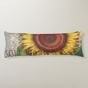 Coussins Longs Tournesol Vintage Damas Fleur Art