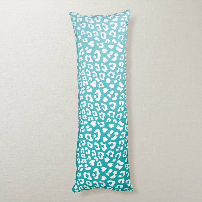 Coussins Longs Tourquoise Leopard Patters (Dos (Vertical))