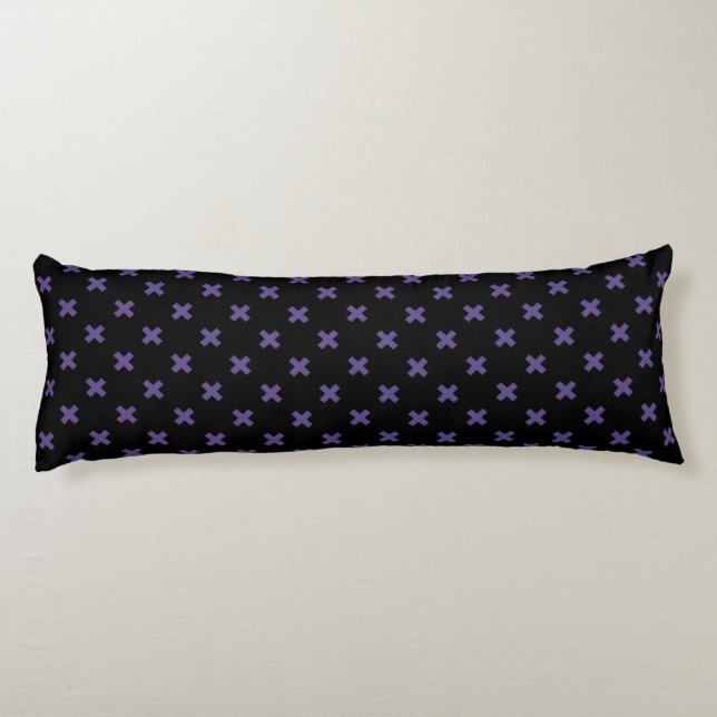 Coussins Longs Traces croisées ultra violettes sur noir (Dos)