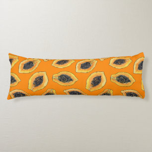 Coussins Longs Tranches de Papaya sur orange