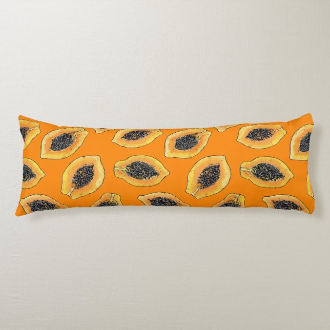 Coussins Longs Tranches de Papaya sur orange (Devant)