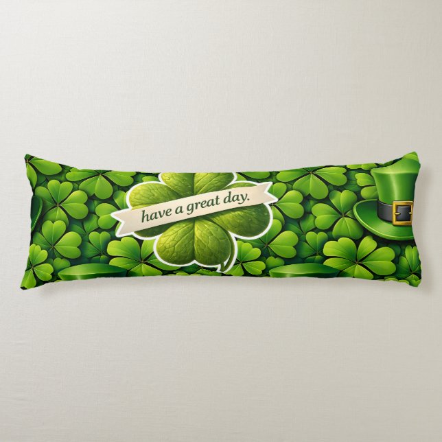 Coussins Longs Trèfle à quatre feuilles chanceux Saint Patrick Fê (Devant)