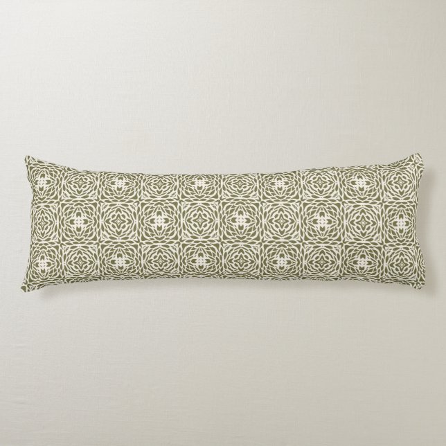 Coussins Longs Treillis floral olive   (Devant)