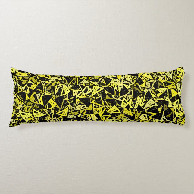 Coussins Longs Triangle noir vert jaune Motif sans couture (Devant)