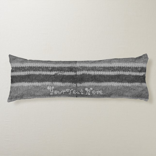 Coussins Longs tricoté à la main rayures noir et blanc (Devant)