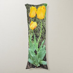 Coussins Longs Trois Tulipes Jaunes /