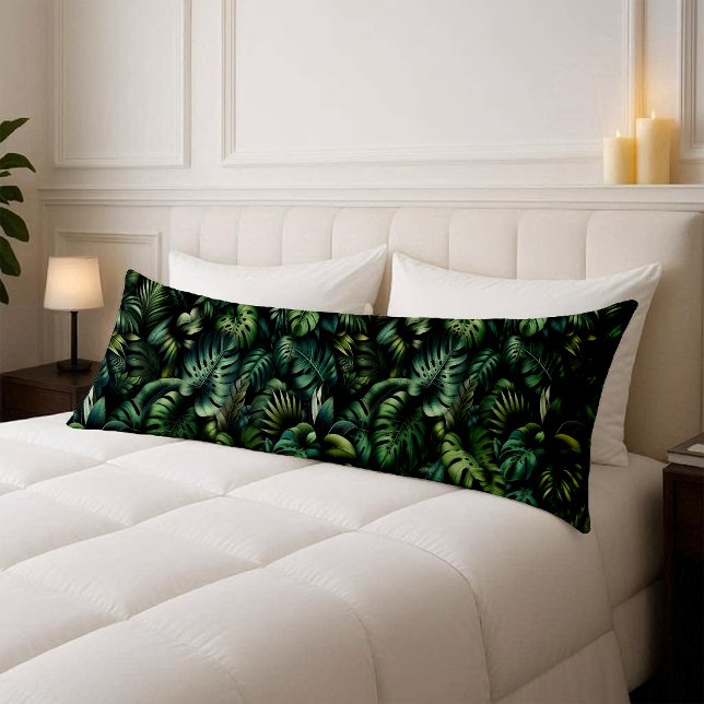 Coussins Longs Tropical Monstera Jungle Botanique Corps Vert (BodyPillow)