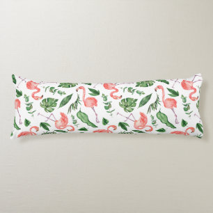 Coussins Longs Tropical Pink Flamingo Pattern v2