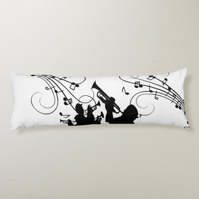 Coussins Longs Trumpet Section Musique noire et blanche (Dos)