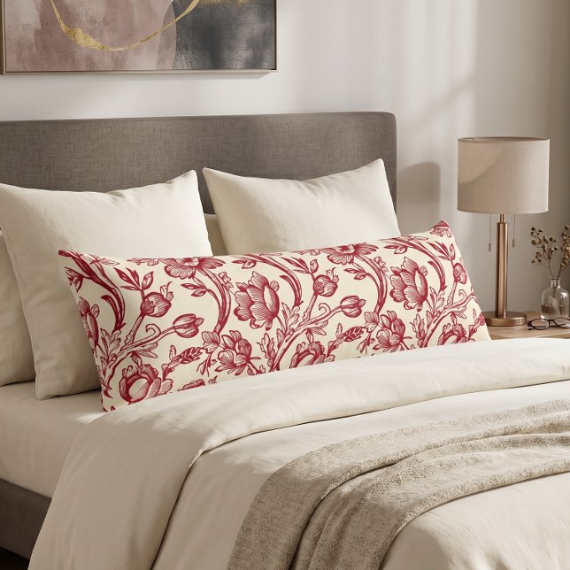 Coussins Longs Tulipes rouges et crème Toile - Décoration de camp (Créateur téléchargé)