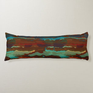 Coussins Longs Turquoise, rouille et bleu Abstrait