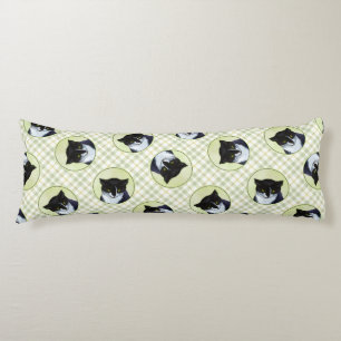 Coussins Longs Tuxedo Chat Portrait Peinture Cute Art Original