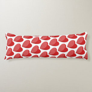 Coussins Longs Un coeur rouge rayé