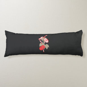 Coussins Longs un design de fleur rouge sur un arrière - plan bla