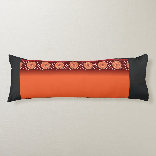 Coussins Longs un design d'un motif rouge et or (Devant)