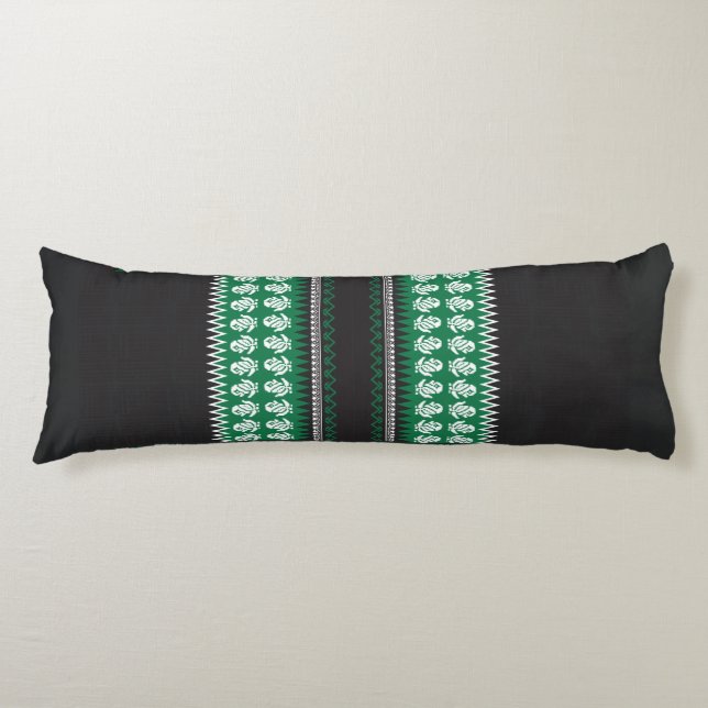 Coussins Longs un motif vert et noir avec un arbre au milieu (Devant)