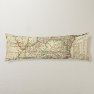 Coussins Longs Une carte des routes, des canaux et du bateau de