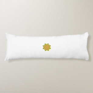 Coussins Longs une fleur verte et rouge aux points noirs