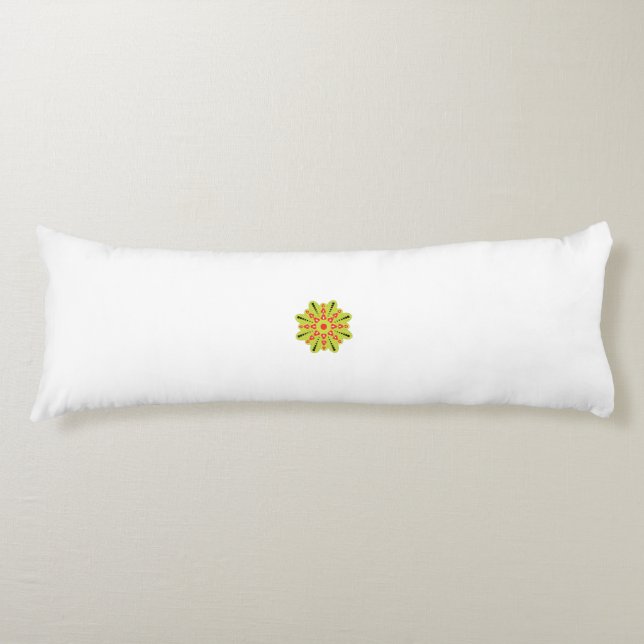 Coussins Longs une fleur verte et rouge aux points noirs (Devant)