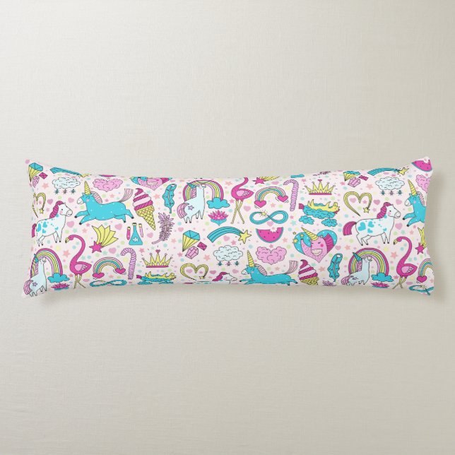Coussins Longs Unicorn Doodle Motif (Devant)