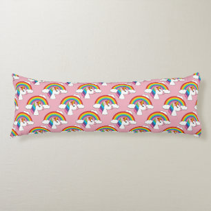 Coussins Longs Unicorne et arc-en-ciel avec nuages Kawaii