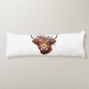 Coussins Longs Vache des hautes terres mignonne, florale/printani