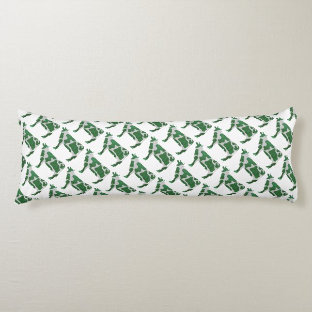 Coussins Longs Vache Silhouette verte et blanche (Devant)